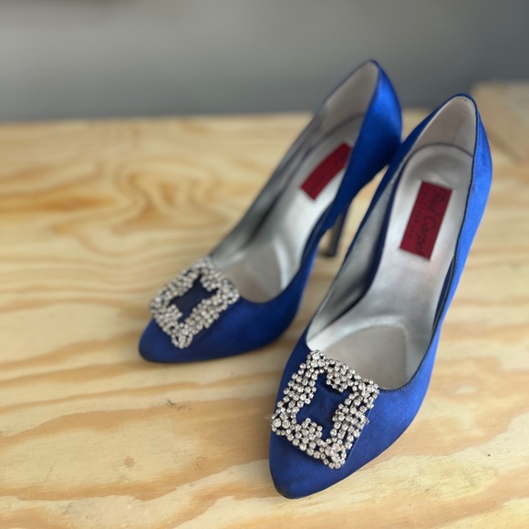 Blue Satin & Rhinestone Shoes, Size 37, Excellent Condition - Picture 6 of 6